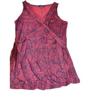 Express, Faux Wrap Tank, LN, Black and Red Deco Print, Medium